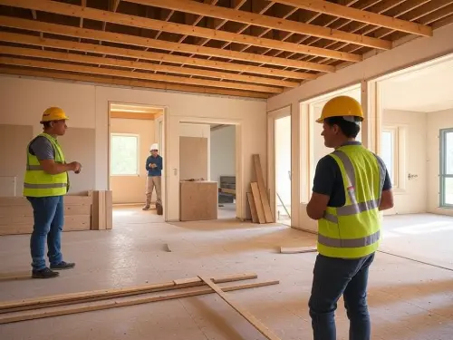 Interior de una casa en reforma integral en Granollers, con operarios trabajando en la renovación