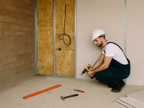 Obra en curso durante una reforma integral en Mataró, con tabiques abiertos y nueva instalación eléctrica visible